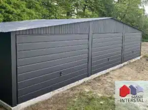 Garaż blaszany 9x6 grafit obróbki